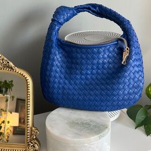 Melie Bianco Anthropologie Knot Blue Woven Handbag